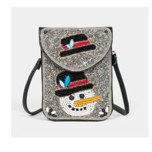NWT tgbBRANDS Women's Artisian Beaded Crossbody-Jolly Snowman,White/Red/Black-OS